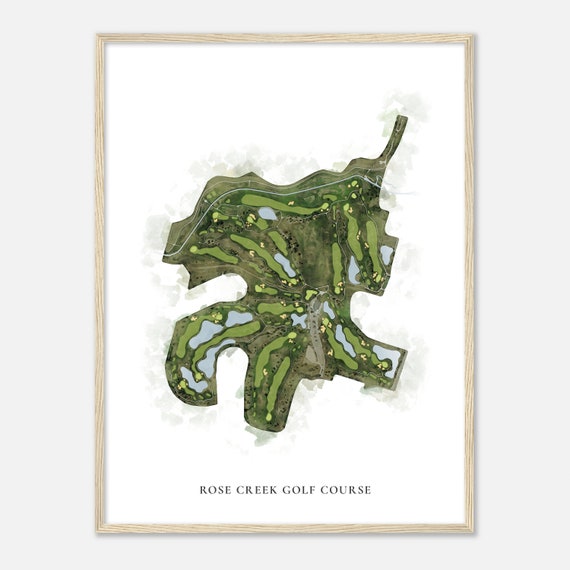 Rose Creek Golf Course North Dakota Classic Watercolor Map Golfer Gift Golf Wall Art Golf Poster Print Course Layout