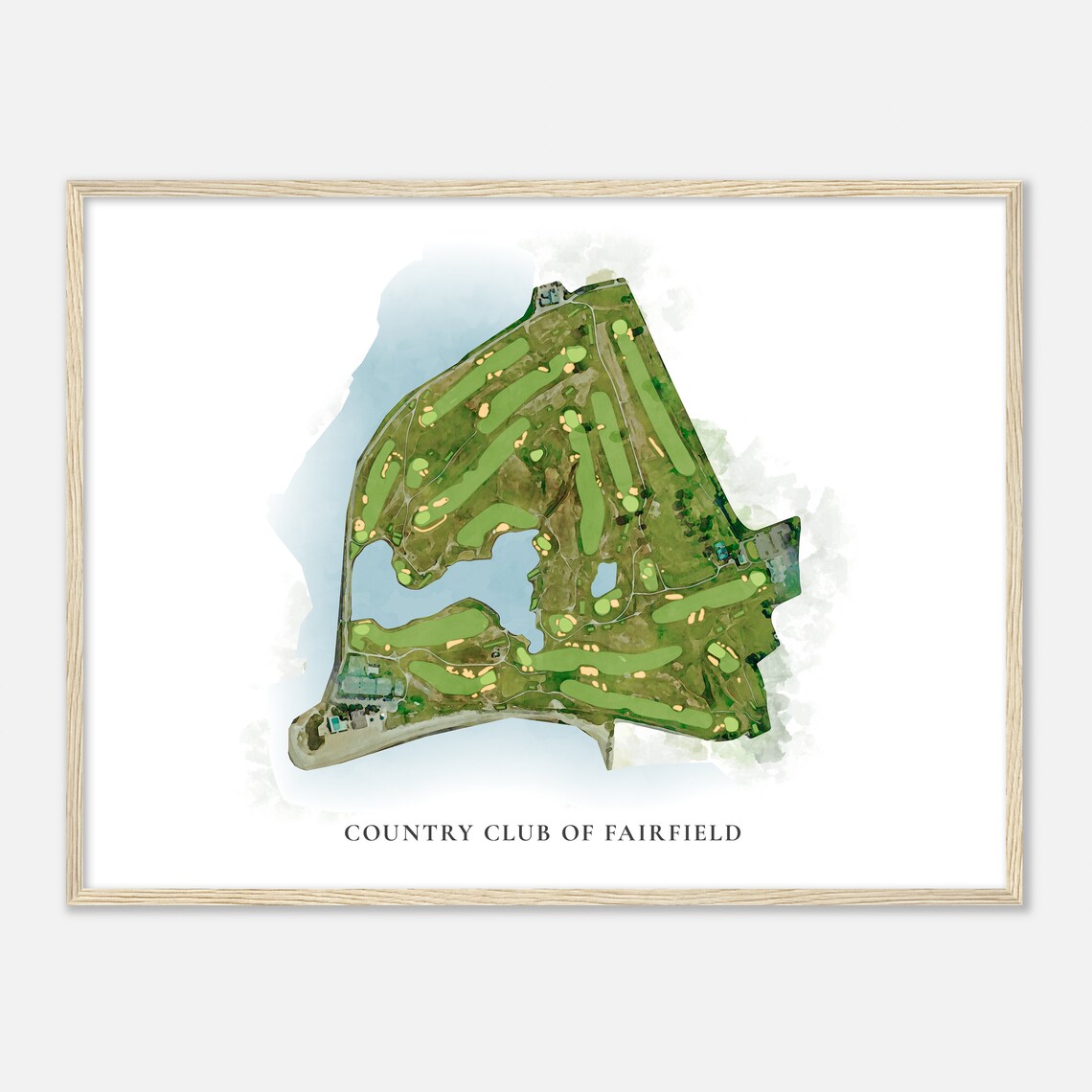 Country Club Of Fairfield Classic Watercolor Aerial Course Map Poster - Image 2