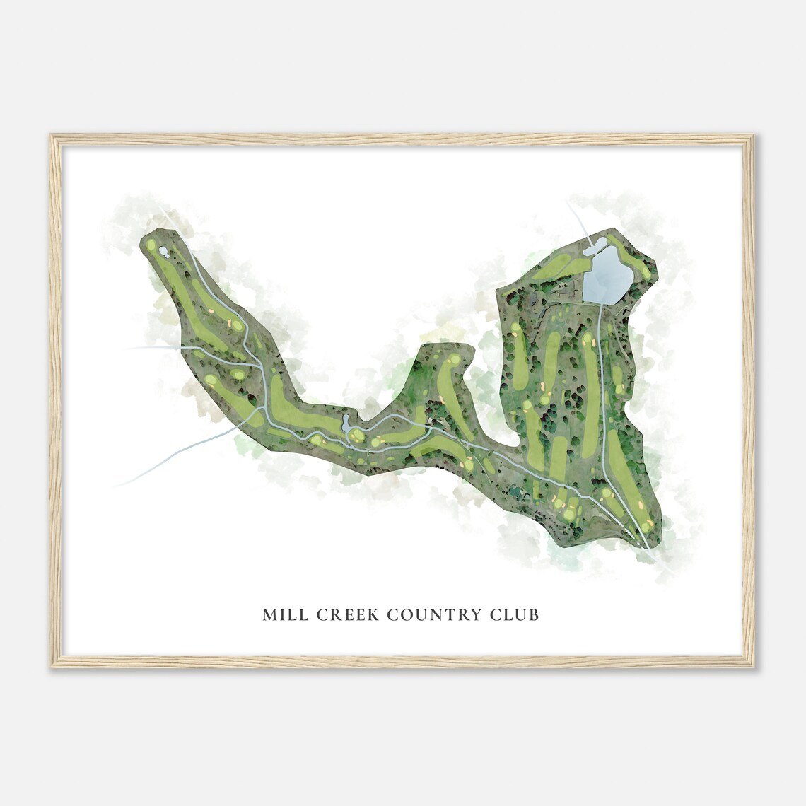 Mill Creek Country Club North Carolina Watercolor Map Poster - Image 2