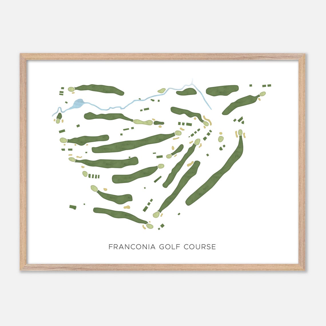 Franconia Golf Course Massachusetts Modern Watercolor Map Poster