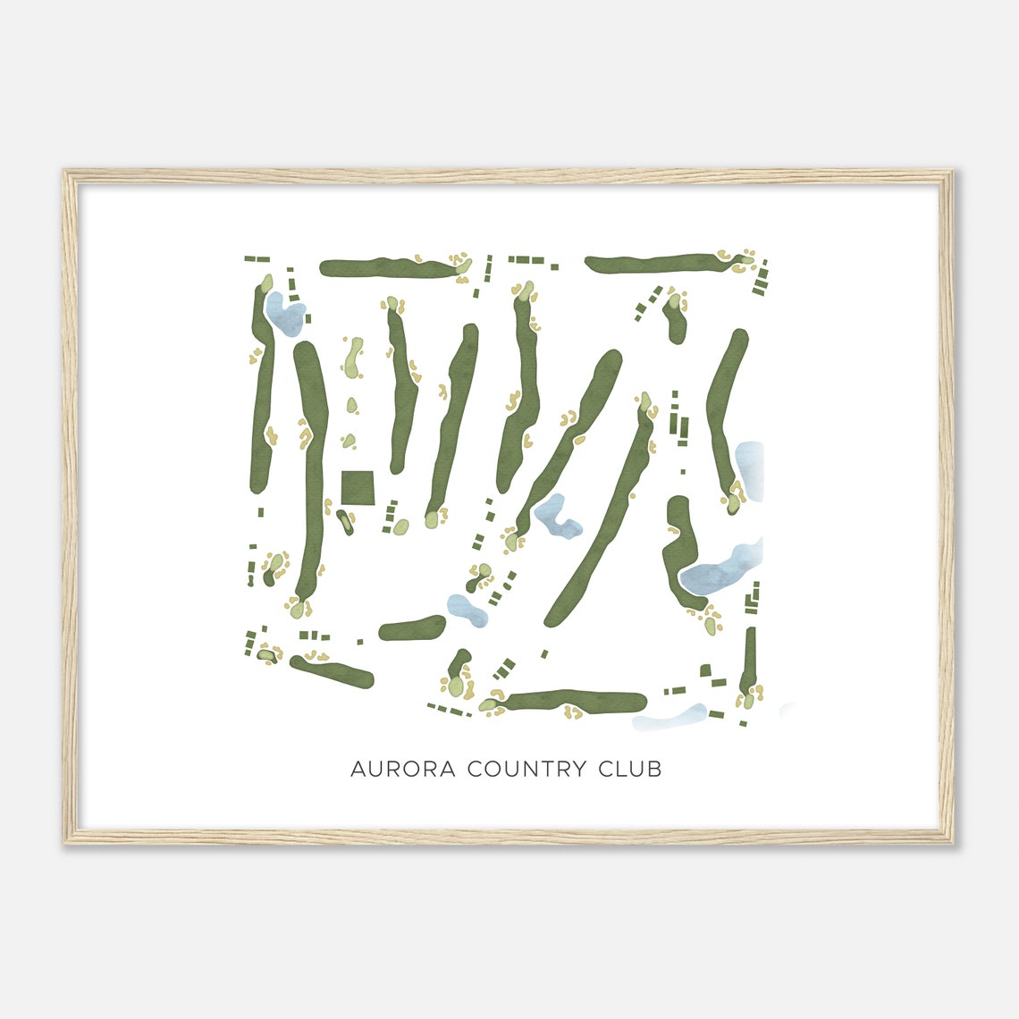 Aurora Country Club Illinois Modern Watercolor Golf Course Map Poster - Image 2