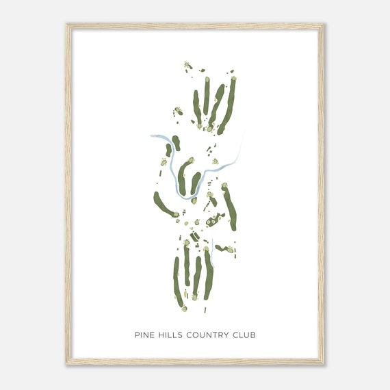 Pine Hills Country Club Wisconsin Modern Watercolor Map Golfer Gift Golf Wall Art Golf Poster Print Course Layout