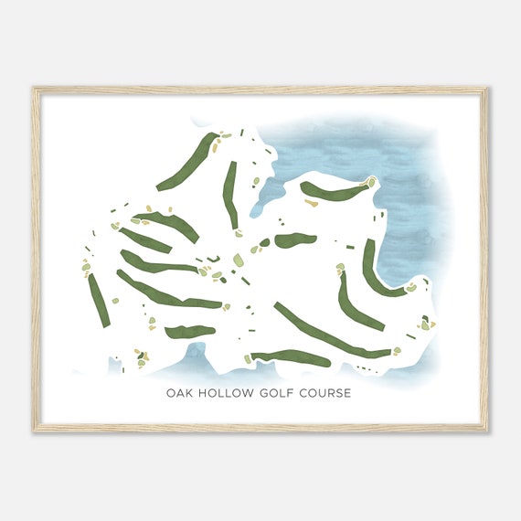 Oak Hollow Golf Course North Carolina Modern Watercolor Map Golfer Gift Golf Wall Art Golf Poster Print Course Layout