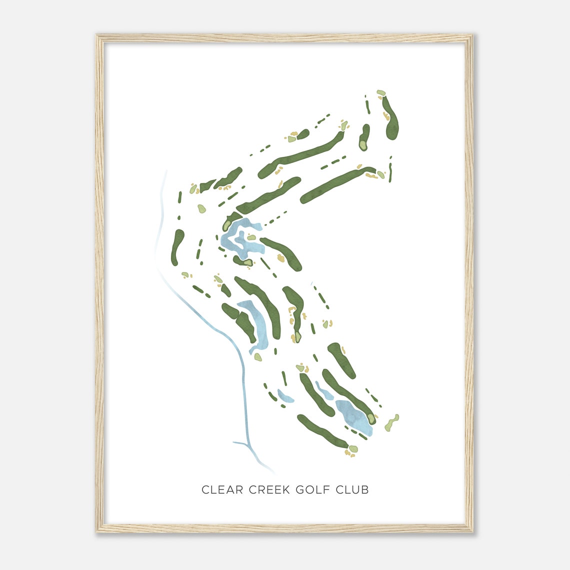 Clear Creek Golf Club Texas Modern Watercolor Course Map Poster