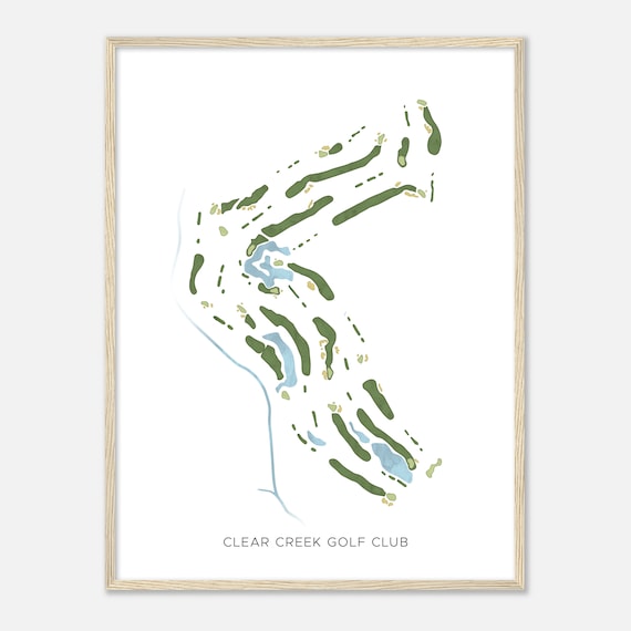 Clear Creek Golf Club Texas Modern Watercolor Course Map Poster