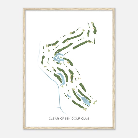 Clear Creek Golf Club Texas Modern Watercolor Map Golfer Gift Golf Wall Art Golf Poster Print Course Layout