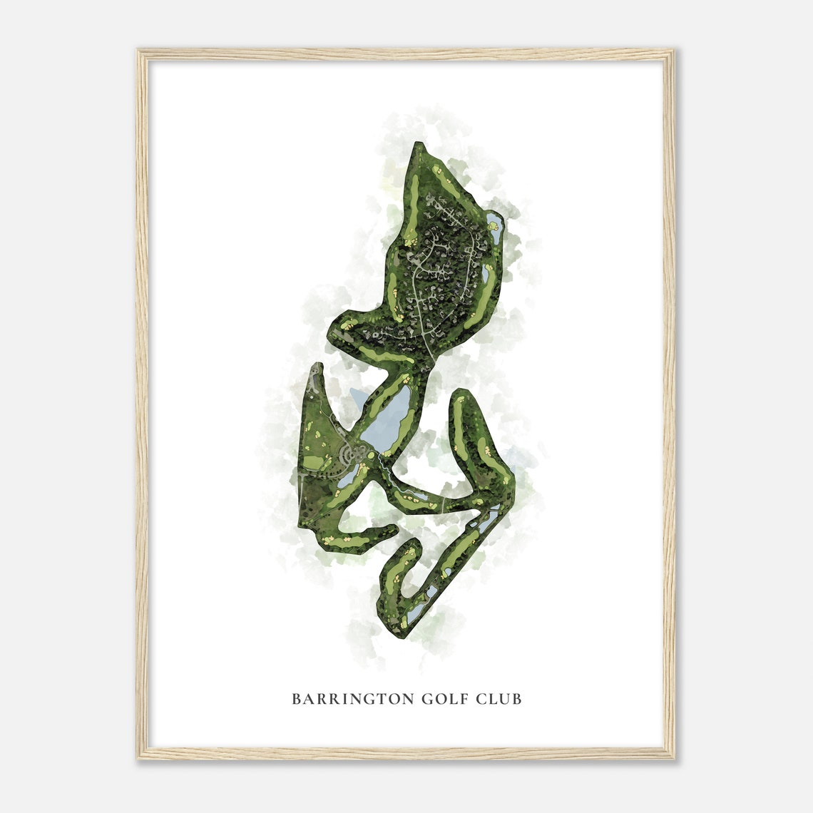 Barrington Golf Club Watercolor Aerial Golf Course Map Poster