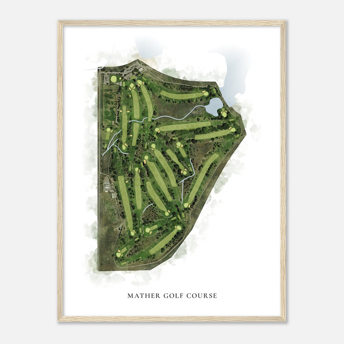 Mather Golf Course California Classic Watercolor Map Golfer Gift Golf Wall Art Golf Poster Print Course Layout