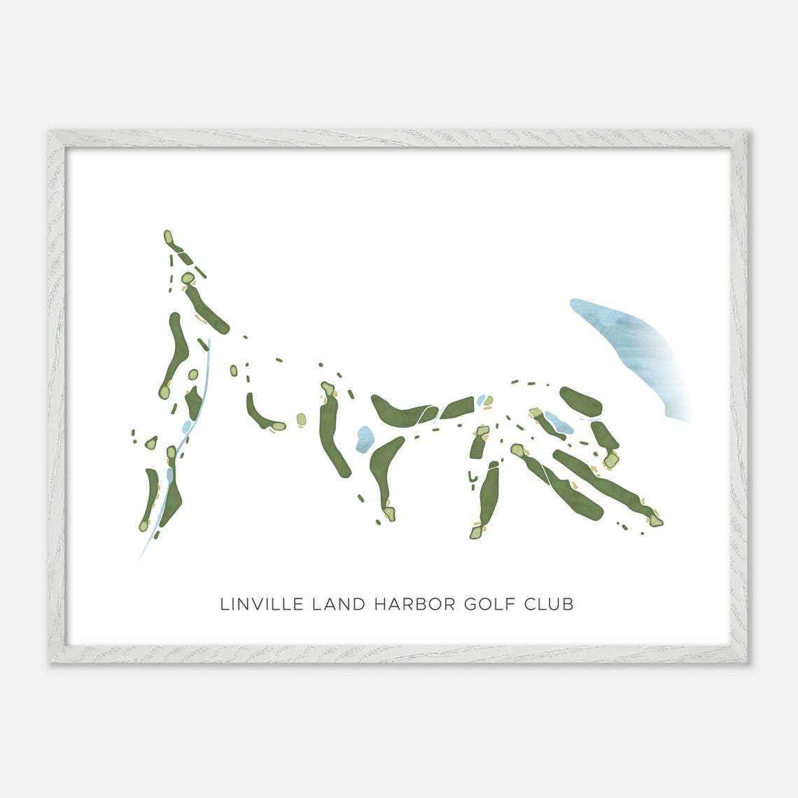 Linville Land Harbor Golf Club Minimal Watercolor Course Map Poster - Image 4