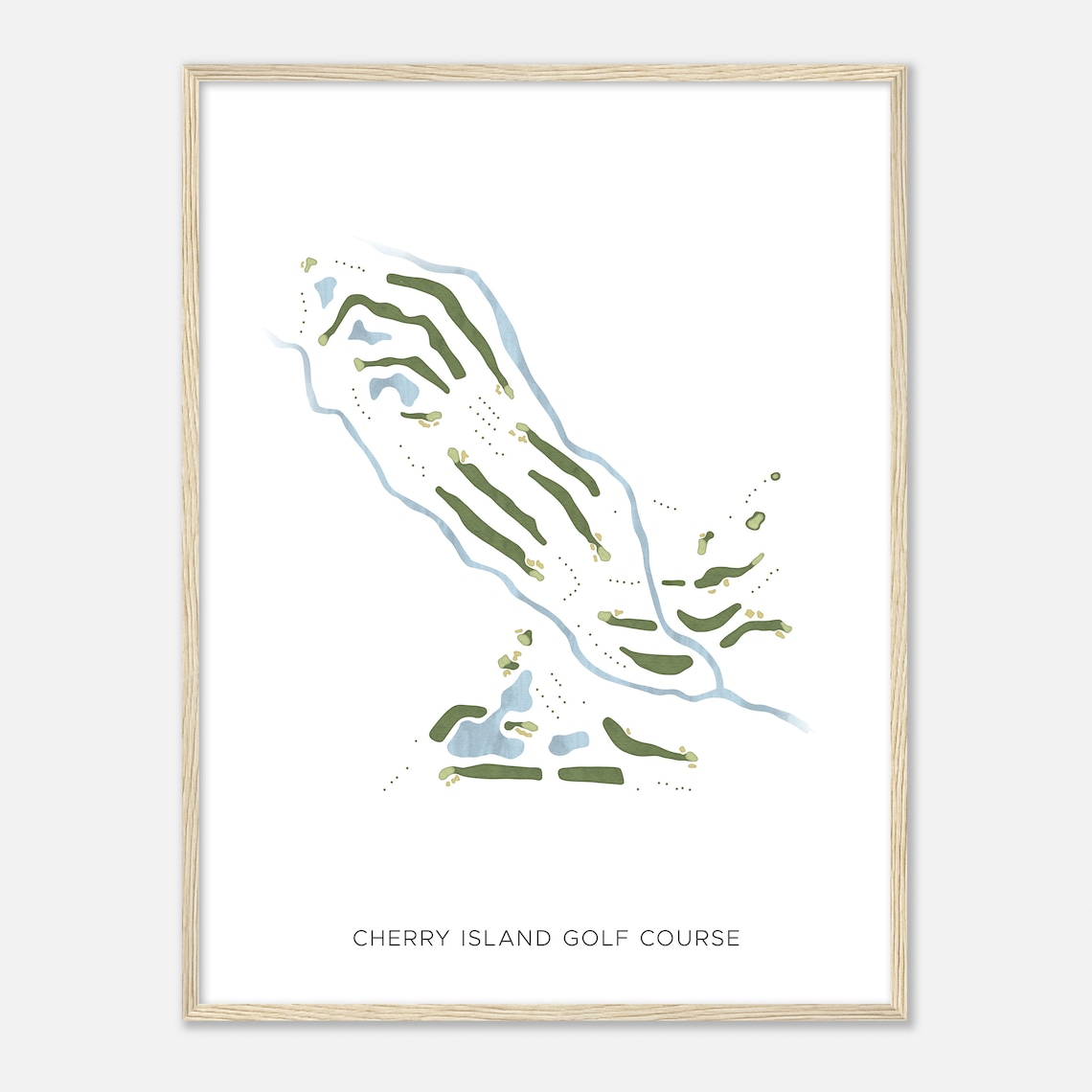 Cherry Island Golf Course California Modern Watercolor Map Golfer Gift Golf Wall Art Golf Poster Print Course Layout