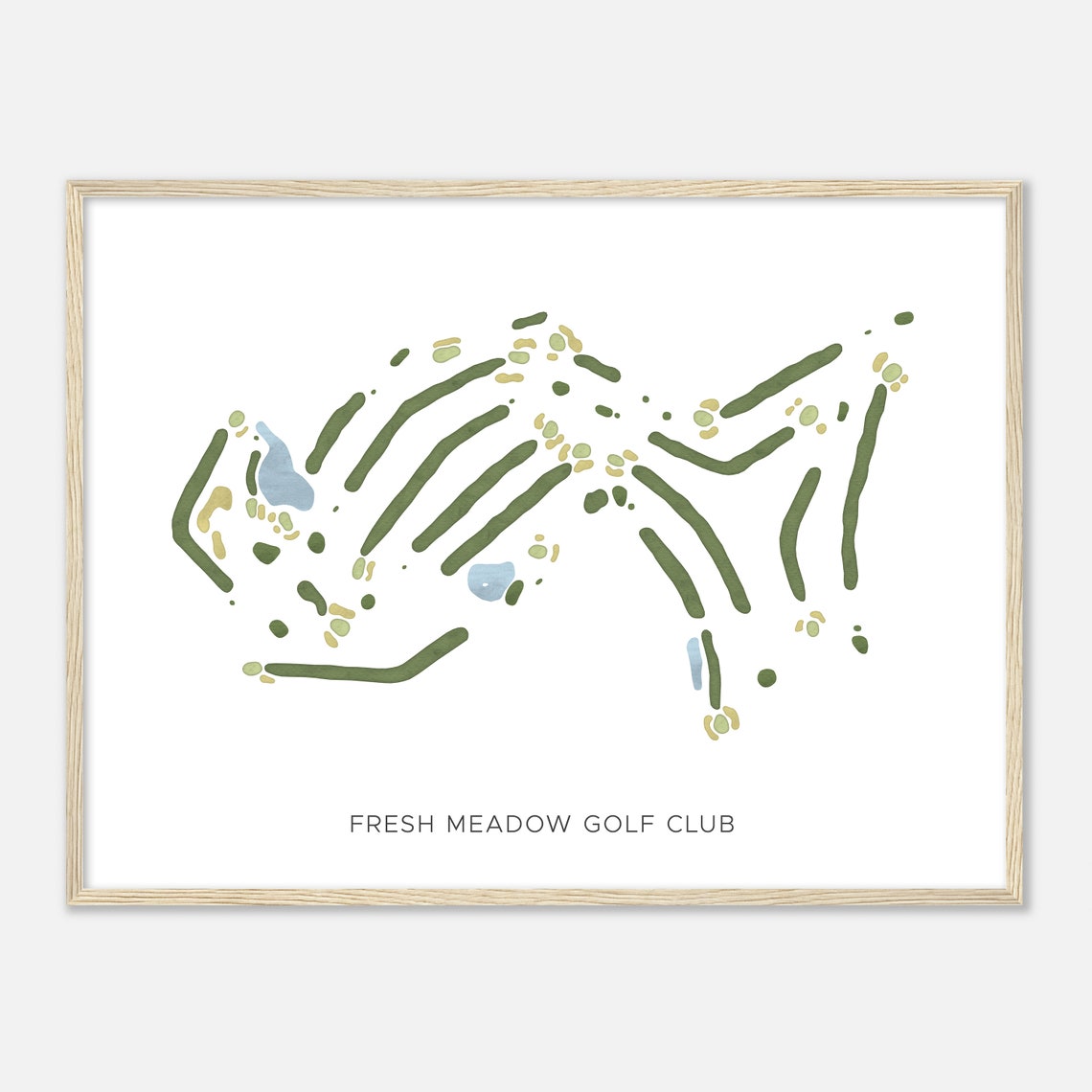 Fresh Meadow Golf Club Watercolor Map Golfer Gift Modern Print