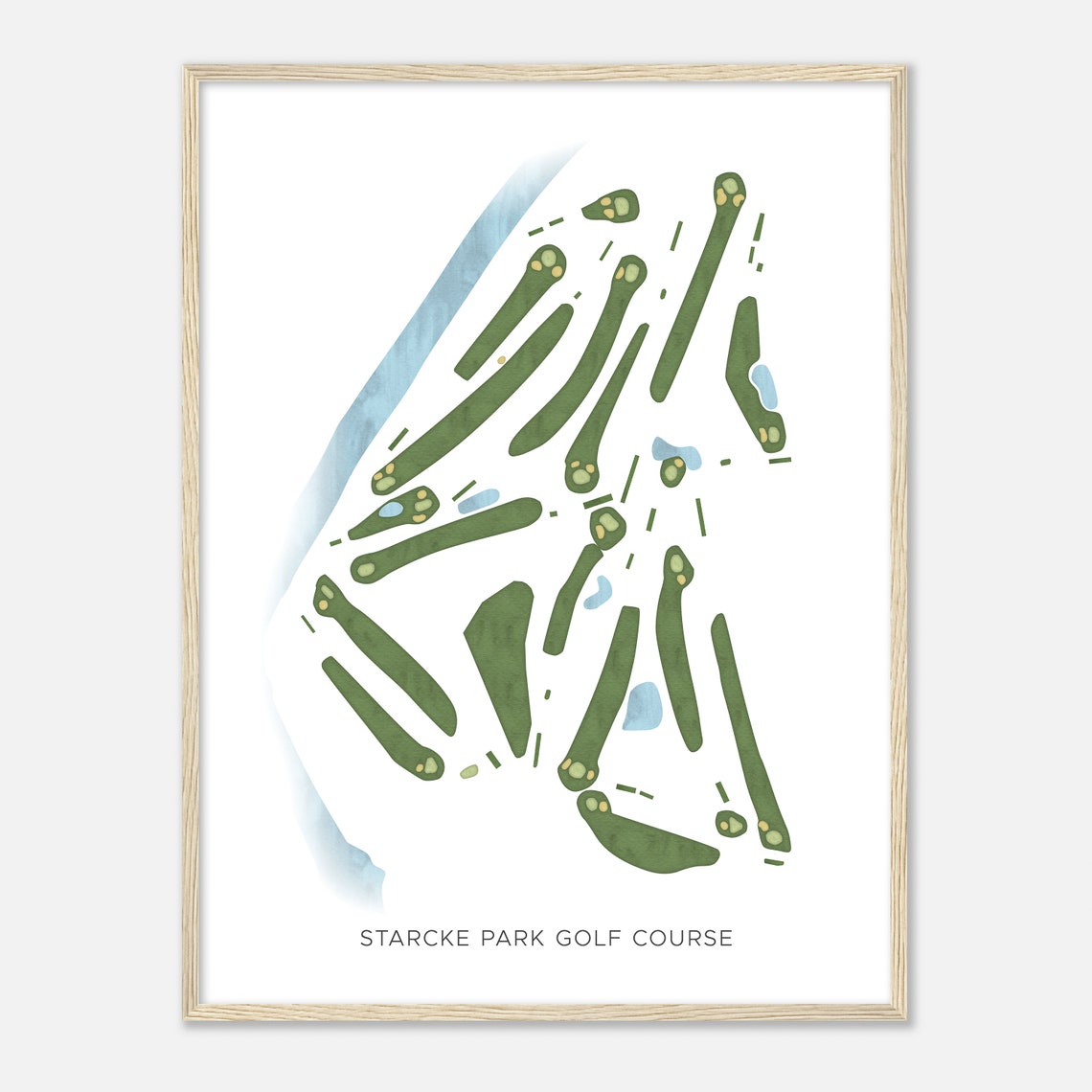 Starcke Park Golf Course Texas Modern Watercolor Course Map Poster - Image 2
