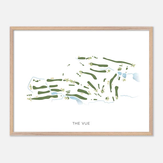 The Vue In Hamden Connecticut Modern Watercolor Map Golfer Gift Golf Wall Art Golf Poster Print Course Layout