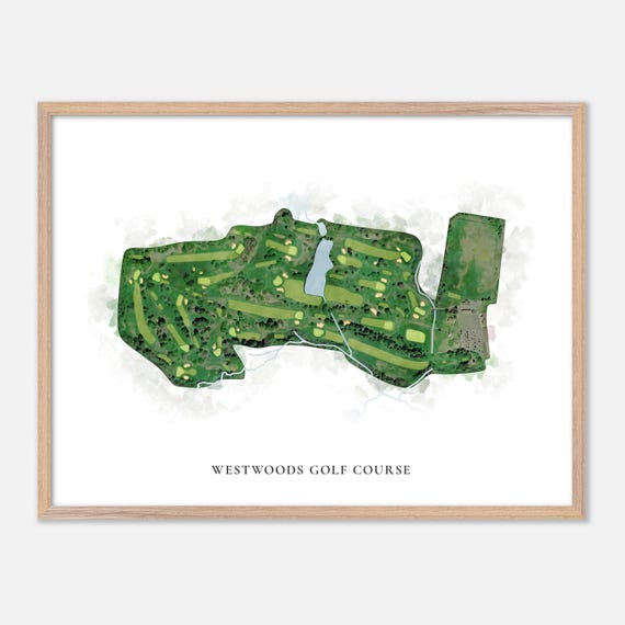 Westwoods Golf Course In Farmington Connecticut Classic Watercolor Map Golfer Gift Golf Wall Art Golf Poster Print Course Layout
