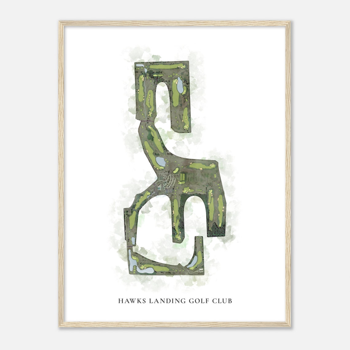 Hawks Landing Golf Club Watercolor Aerial Golf Course Map Poster
