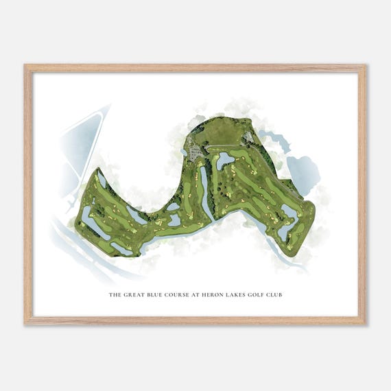 The Great Blue Course At Heron Lakes Golf Club In Portland Oregon Classic Watercolor Map Golfer Gift Golf Wall Art Golf Poster Print