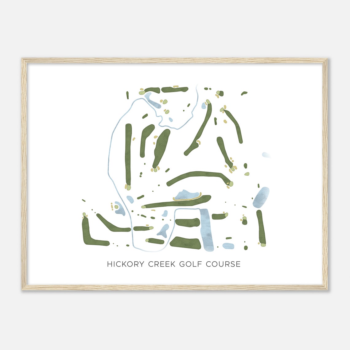 Hickory Creek Golf Course Modern Minimalist Watercolor Map Poster - Image 2