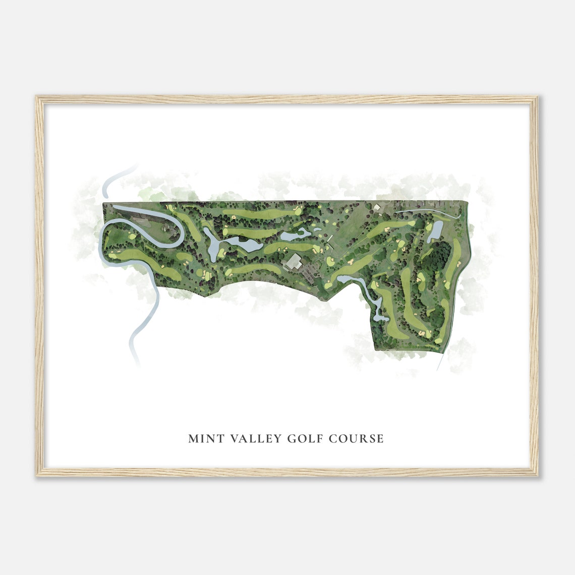 Mint Valley Golf Course Classic Detailed Watercolor Map Poster - Image 2