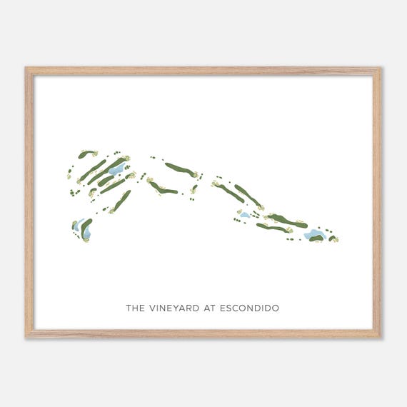 The Vineyard At Escondido In Escondido California Modern Watercolor Map Golfer Gift Golf Wall Art Golf Poster Print Course Layout