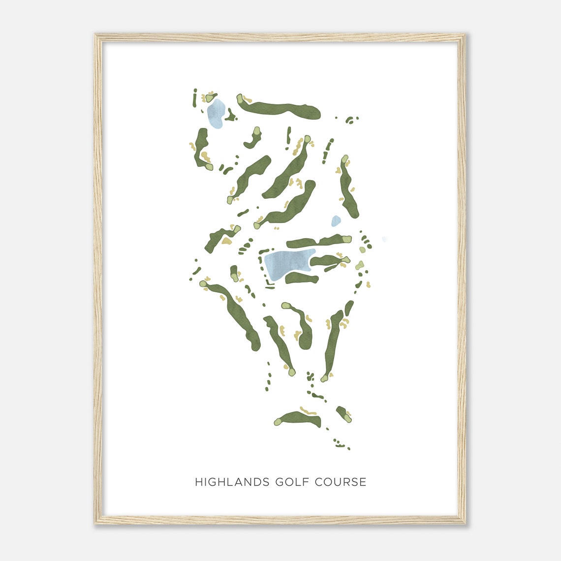 Highlands Golf Course Watercolor Course Layout Map Art Poster - Image 2