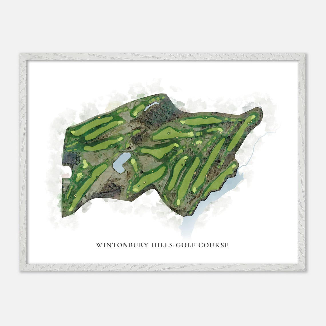 Wintonbury Hills Golf Course Watercolor Aerial Layout Map Poster - Image 4