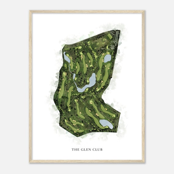 The Glen Club Illinois Classic Watercolor Map Golfer Gift Golf Wall Art Golf Poster Print Course Layout