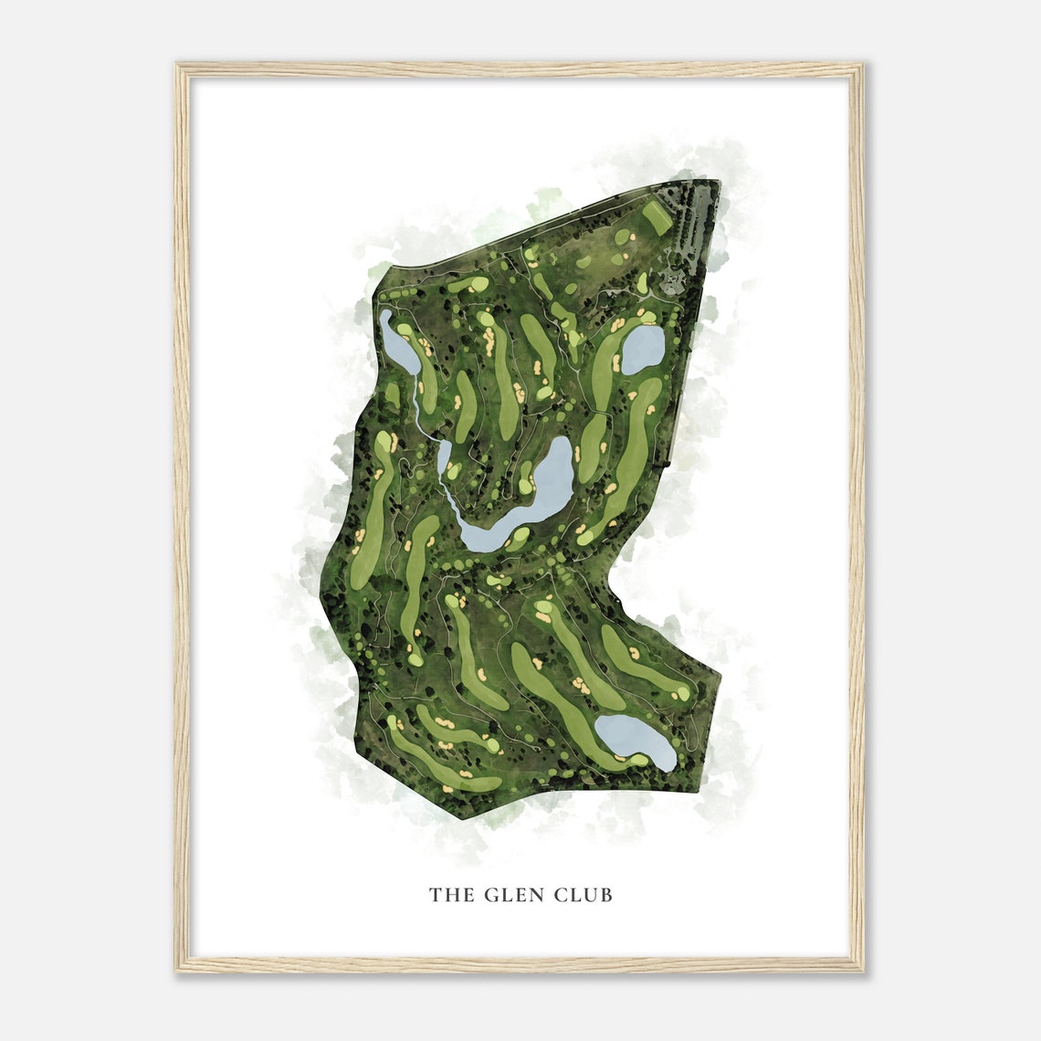The Glen Club Classic Watercolor Aerial Golf Course Map Poster