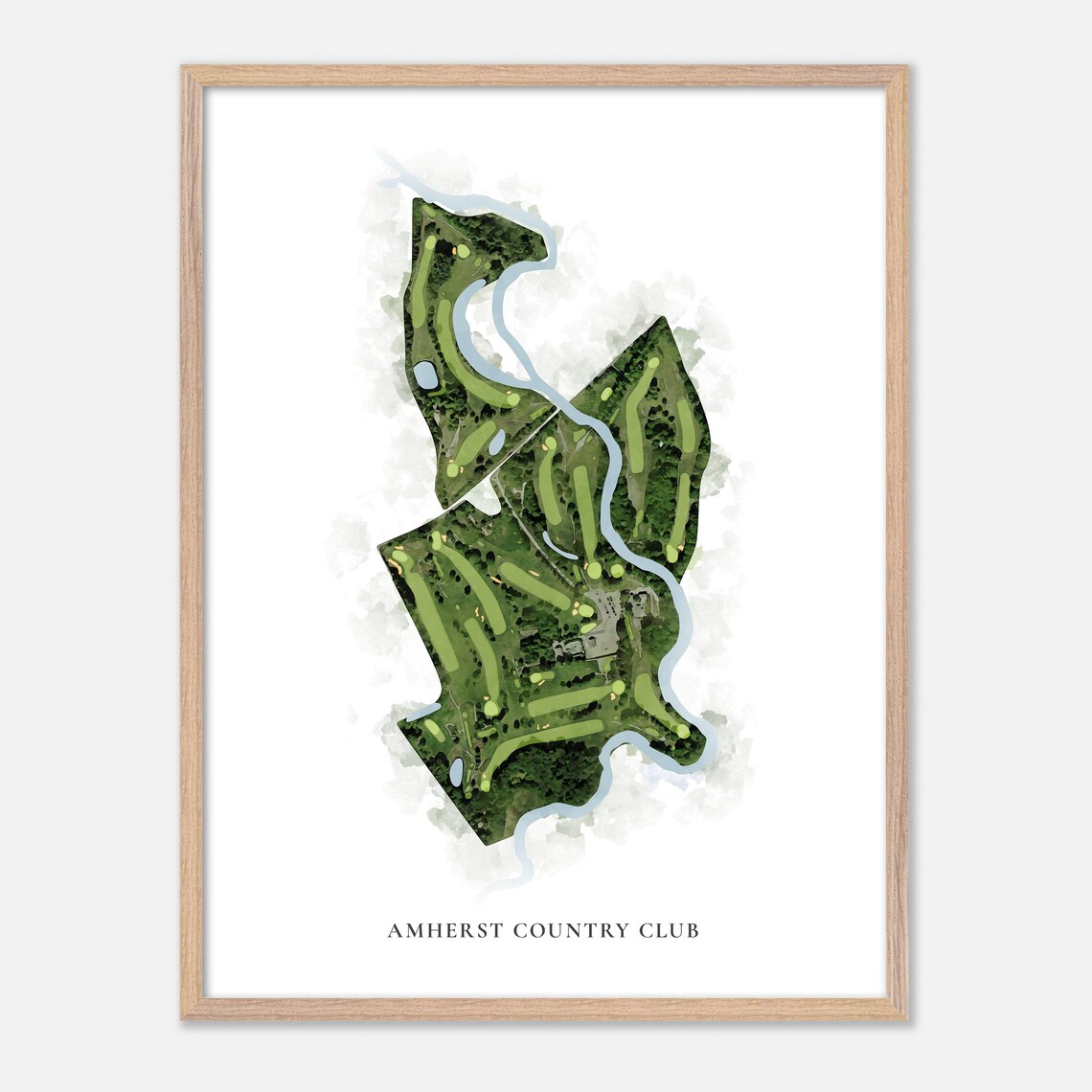Amherst Country Club New Hampshire Classic Watercolor Map Poster - Image 6