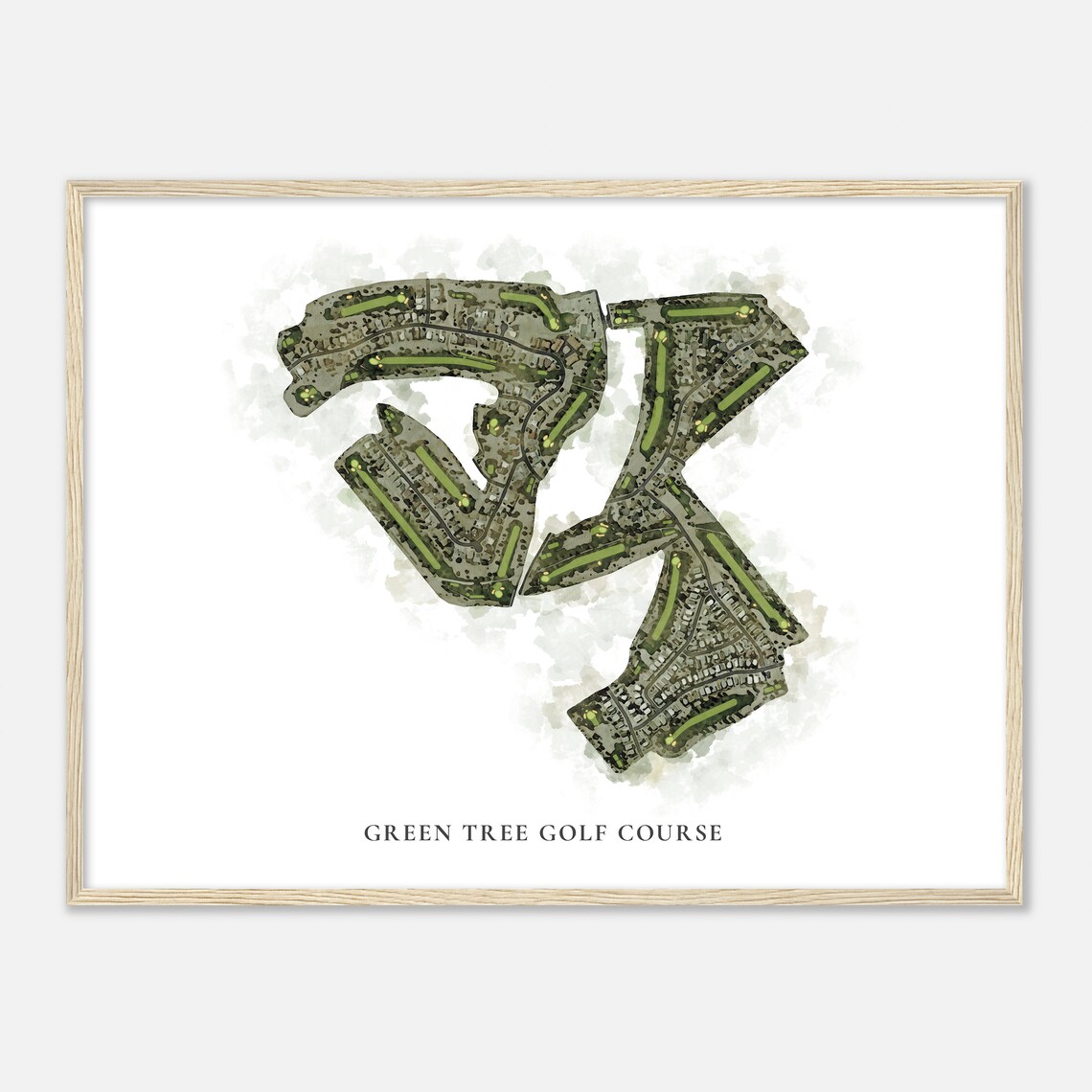 Green Tree Golf Course California Classic Watercolor Map Golfer Gift Golf Wall Art Golf Poster Print Course Layout