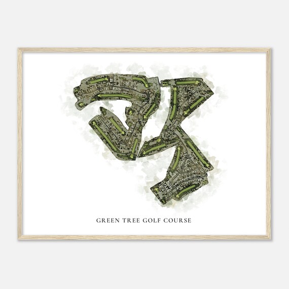 Green Tree Golf Course California Classic Watercolor Map Golfer Gift Golf Wall Art Golf Poster Print Course Layout