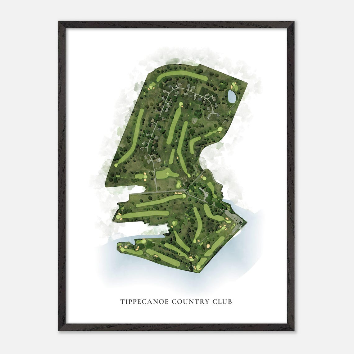 Tippecanoe Country Club Indiana Classic Watercolor Map Art Poster - Image 2