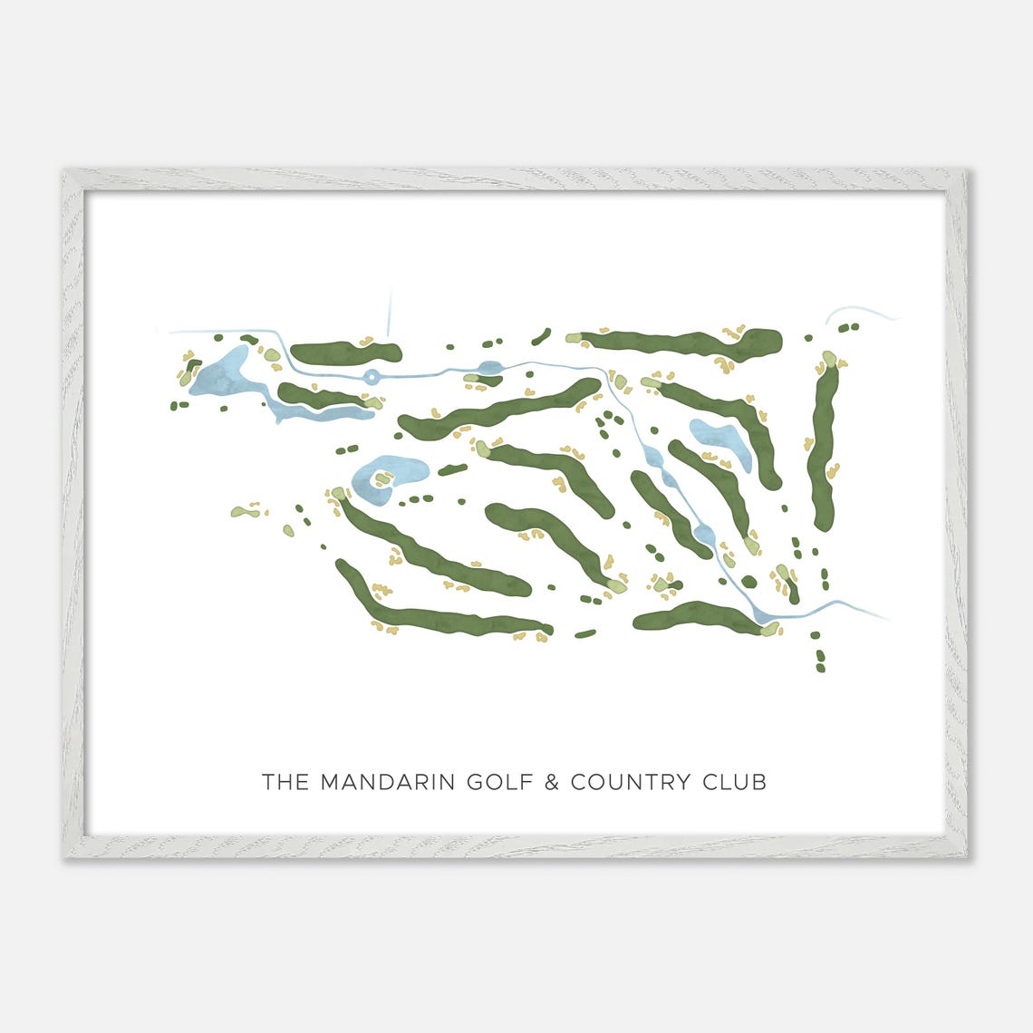 The Mandarin Golf Country Club Modern Watercolor Course Map Poster - Image 3