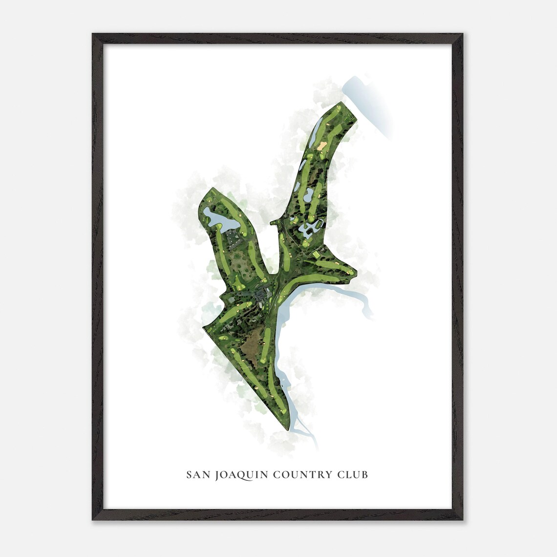 San Joaquin Country Club Fresno California Watercolor Golf Map Poster - Image 3