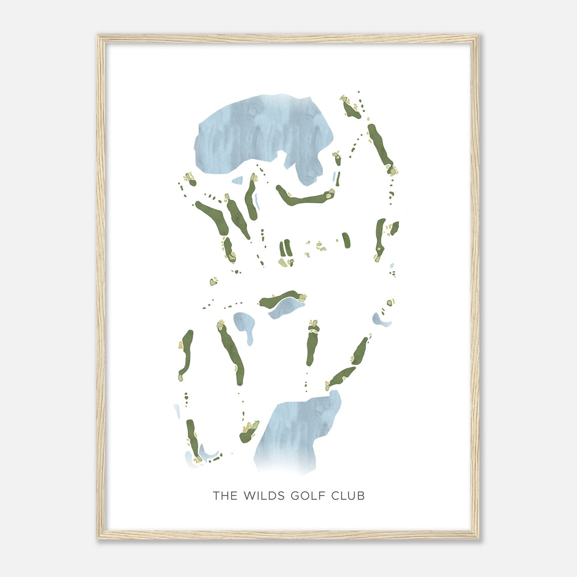 The Wilds Golf Club Minimalist Watercolor Golf Course Map Poster