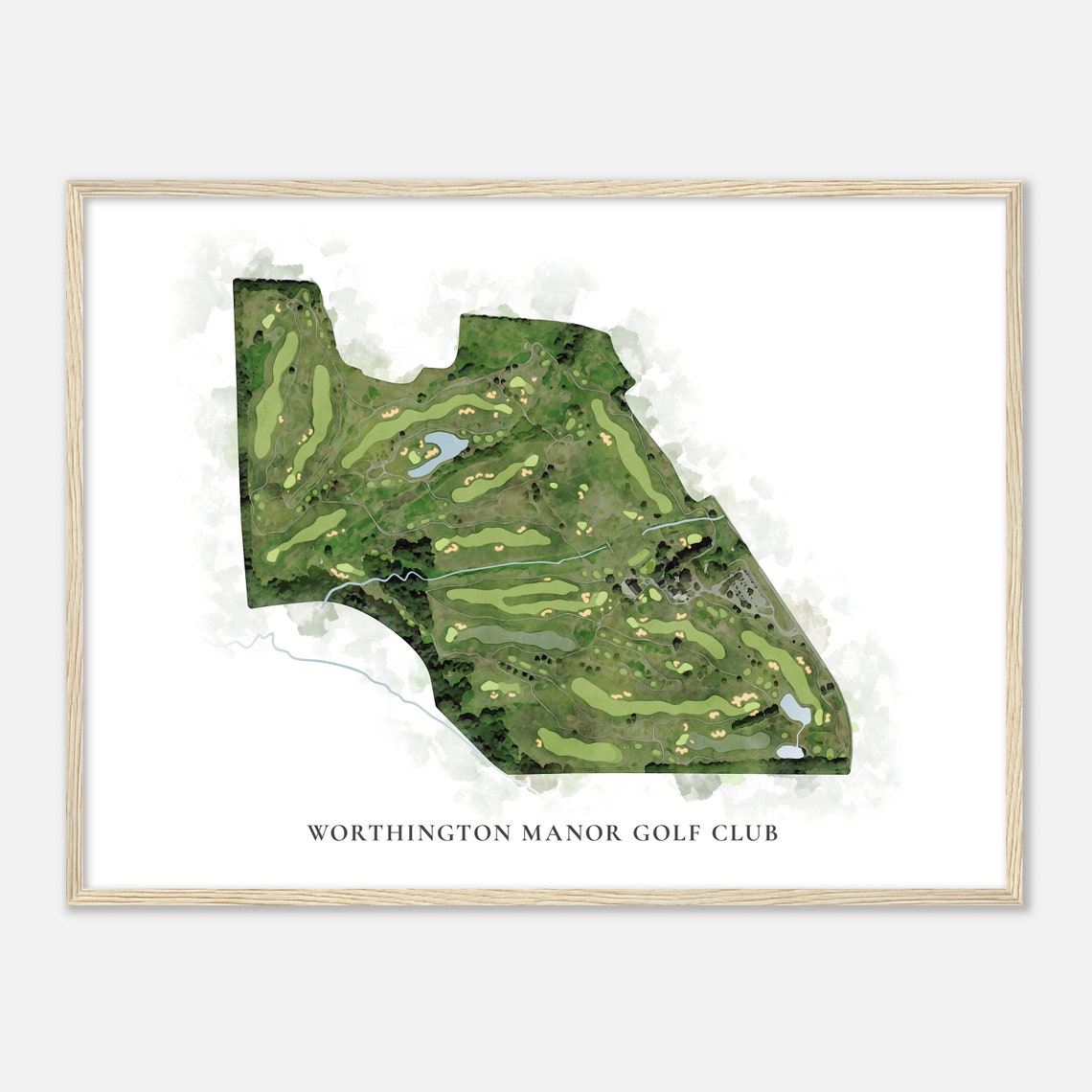 Worthington Manor Golf Club Classic Watercolor Course Map Poster - Image 2