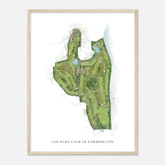 Country Club Of Farmington Connecticut Classic Watercolor Map Golfer Gift Golf Wall Art Golf Poster Print Course Layout