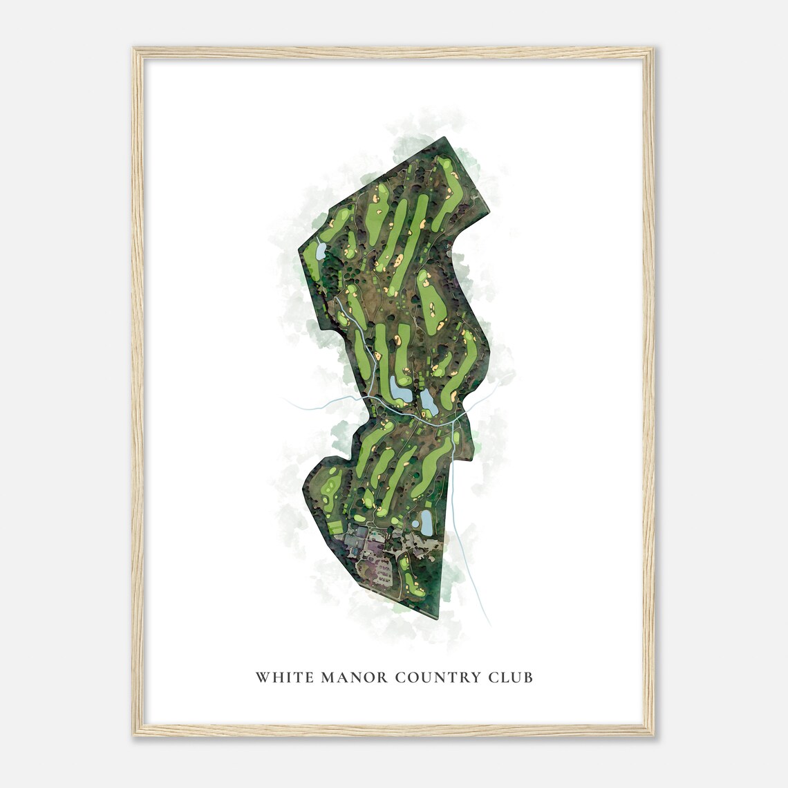 White Manor Country Club Classic Aerial Watercolor Map Poster - Image 2