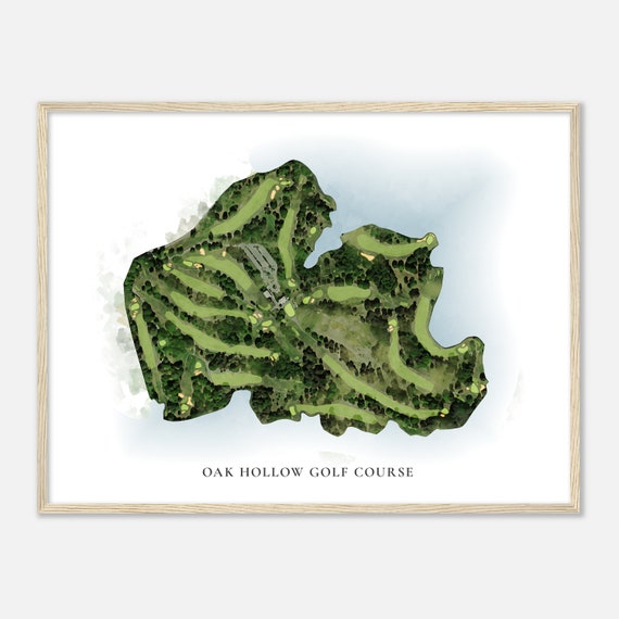 Oak Hollow Golf Course North Carolina Classic Watercolor Map Golfer Gift Golf Wall Art Golf Poster Print Course Layout