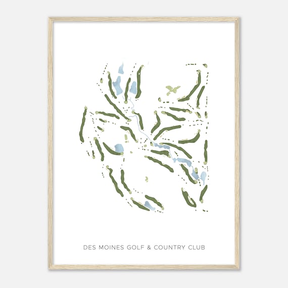 Des Moines Golf and Country Club Iowa Watercolor Fairway Map Poster