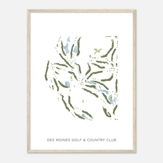 Des Moines Golf Country Club Iowa Modern Watercolor Map Golfer Gift Golf Wall Art Golf Poster Print Course Layout