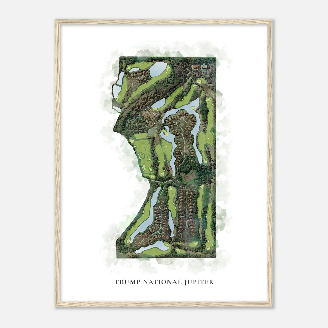 Trump National Jupiter Florida Classic Watercolor Course Map Poster - Image 2