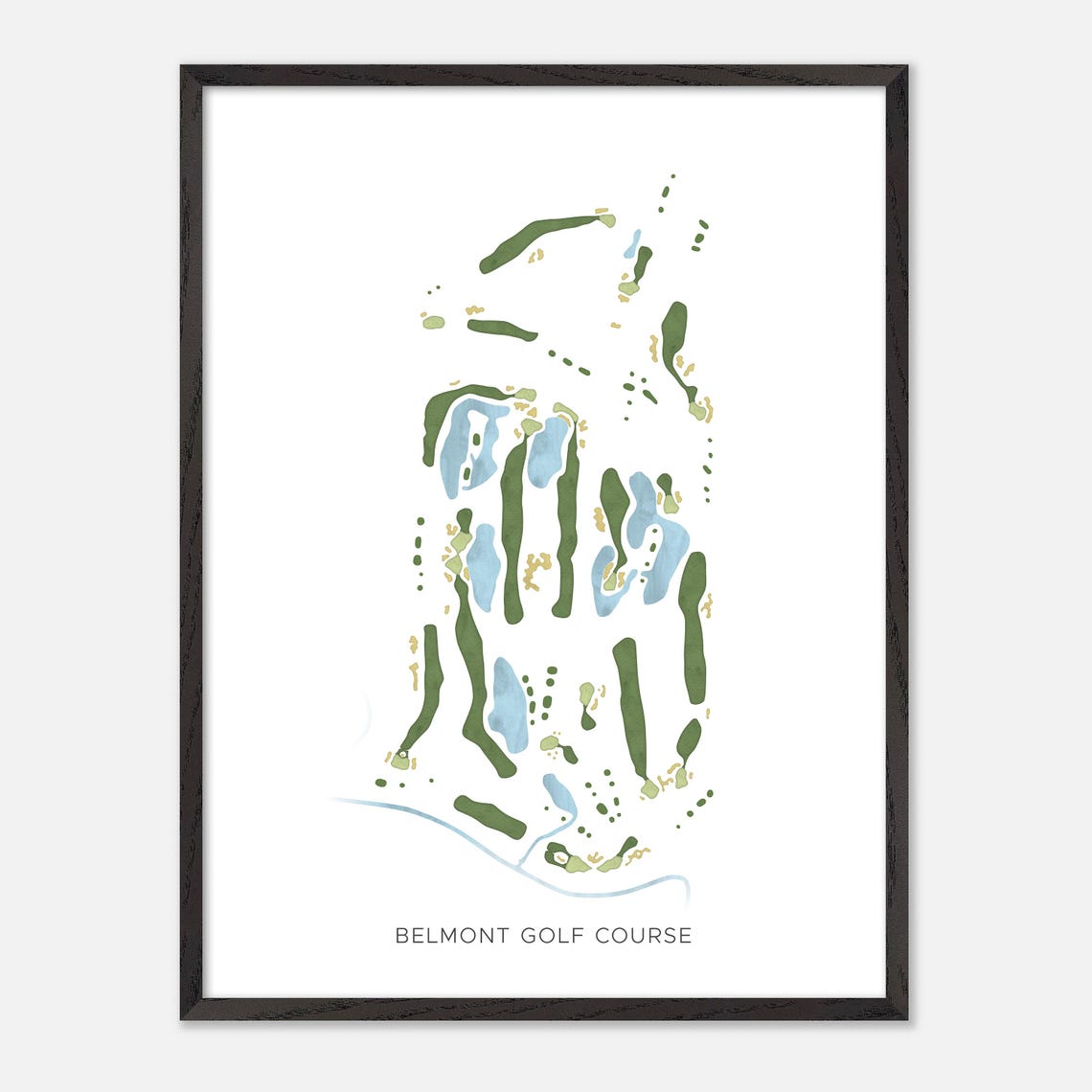 Belmont Golf Course Modern Minimalist Watercolor Golf Map Poster - Image 2