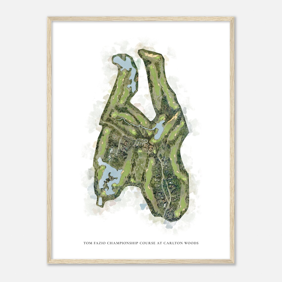 Tom Fazio Championship Course Carlton Woods Aerial Watercolor Poster - Image 2