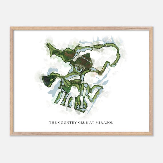 The Country Club At Mirasol In Palm Beach Gardens Florida Classic Watercolor Map Golfer Gift Golf Wall Art Golf Poster Print