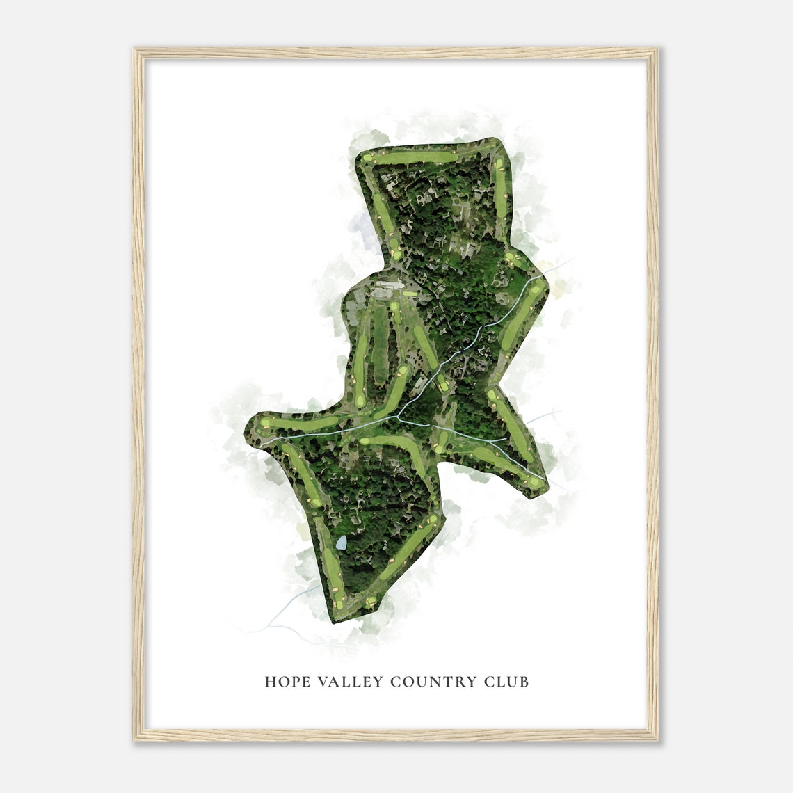 Hope Valley Country Club North Carolina Classic Watercolor Map Poster