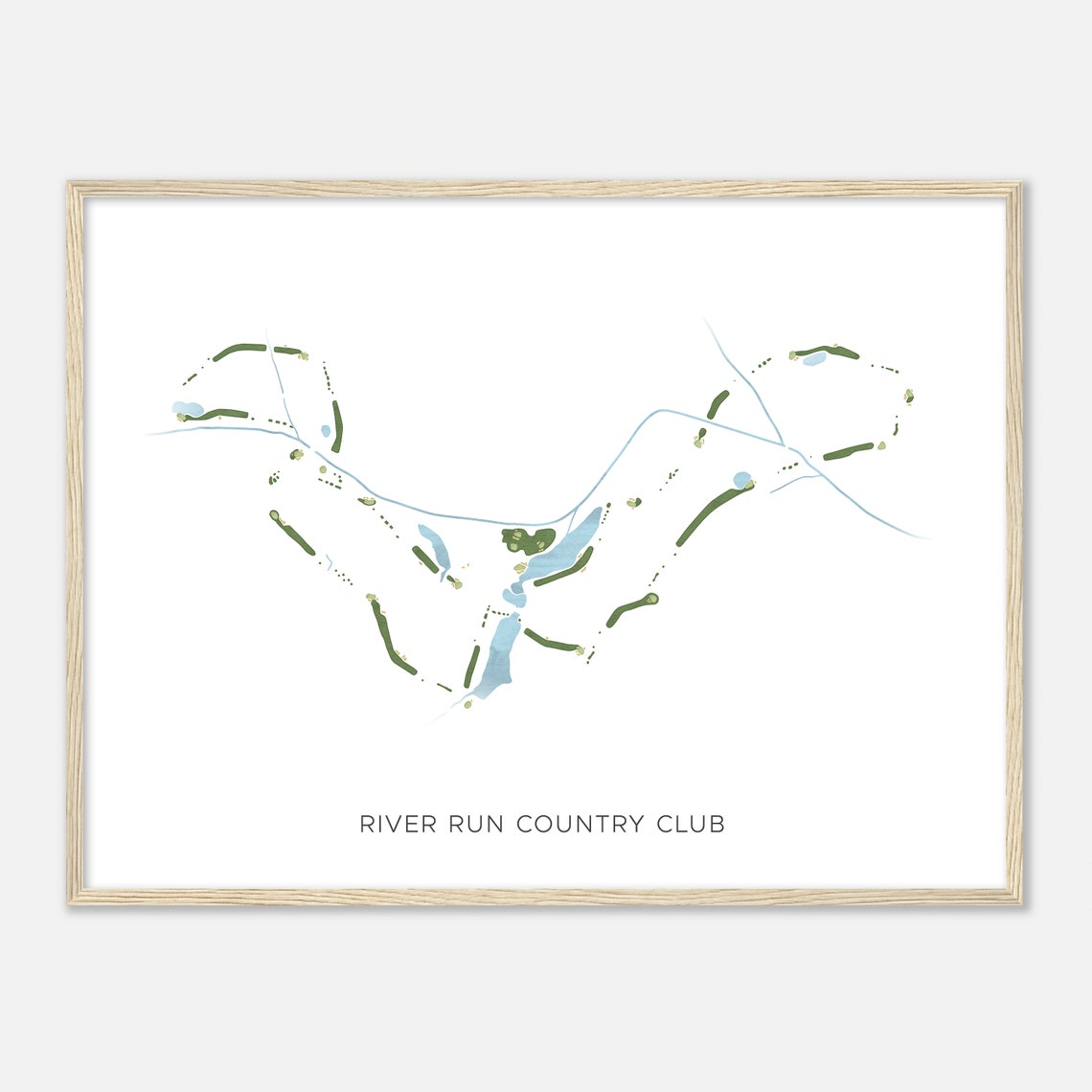 River Run Country Club North Carolina Modern Watercolor Map Poster