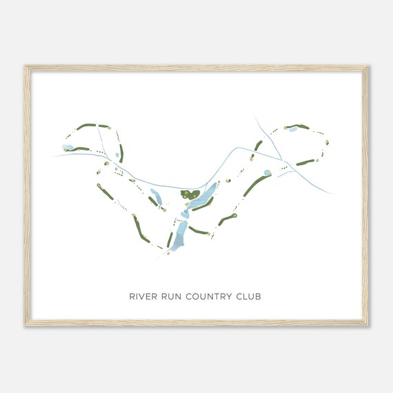 River Run Country Club North Carolina Modern Watercolor Map Golfer Gift Golf Wall Art Golf Poster Print Course Layout