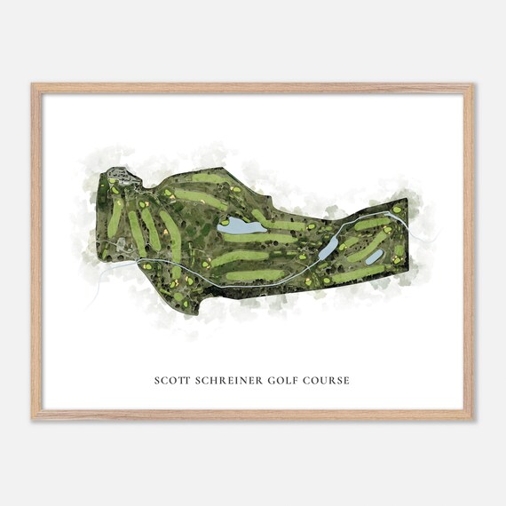 Scott Schreiner Golf Course Watercolor Aerial Map Texas Art Poster