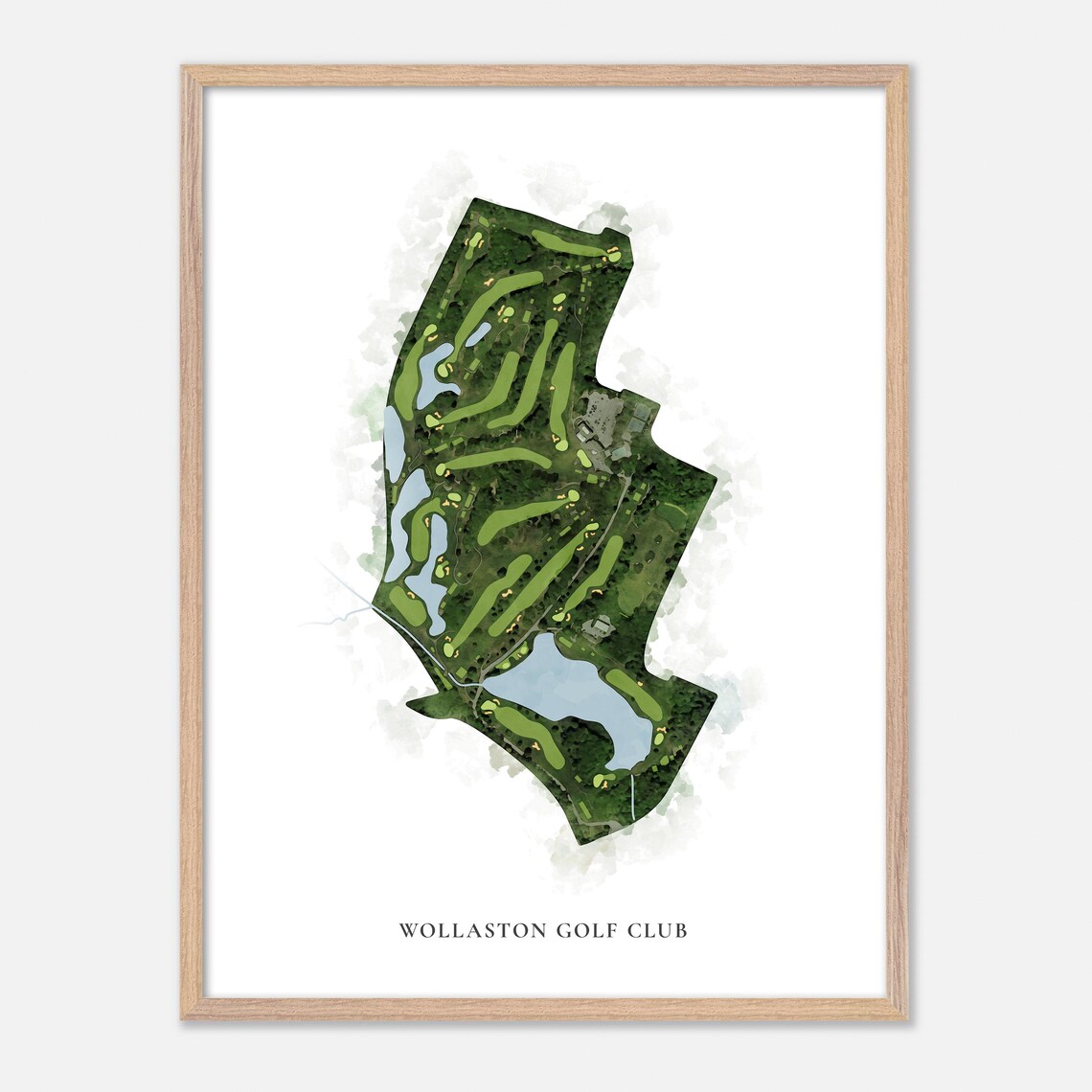 Wollaston Golf Club Massachusetts Classic Watercolor Aerial Poster - Image 2