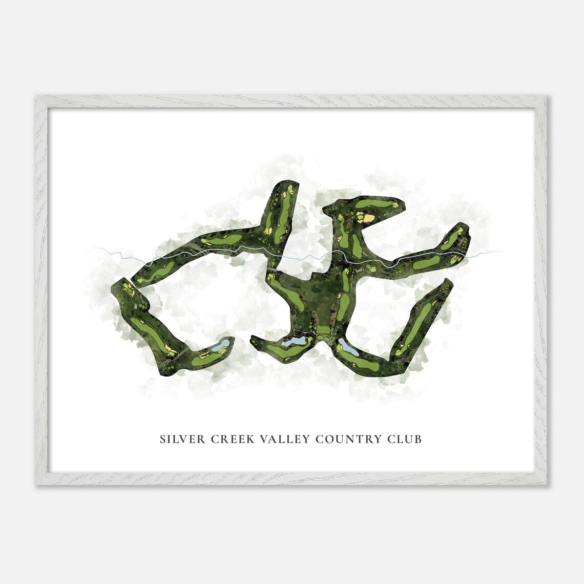 Silver Creek Valley Country Club Golf Watercolor Aerial Map Poster - Image 4